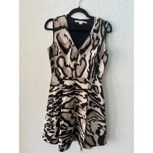 Diane Von Furstenberg Renna Mini Dress Leopard $325 Wool Silk Sz 8 Medium M1